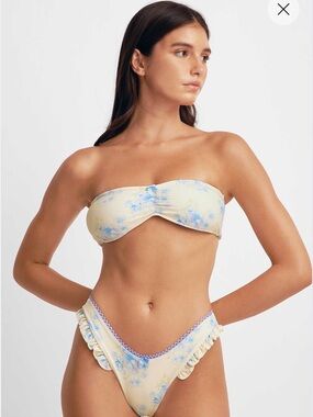 Blackbough Yellow and Blue Floral Bandeau Bikini Set